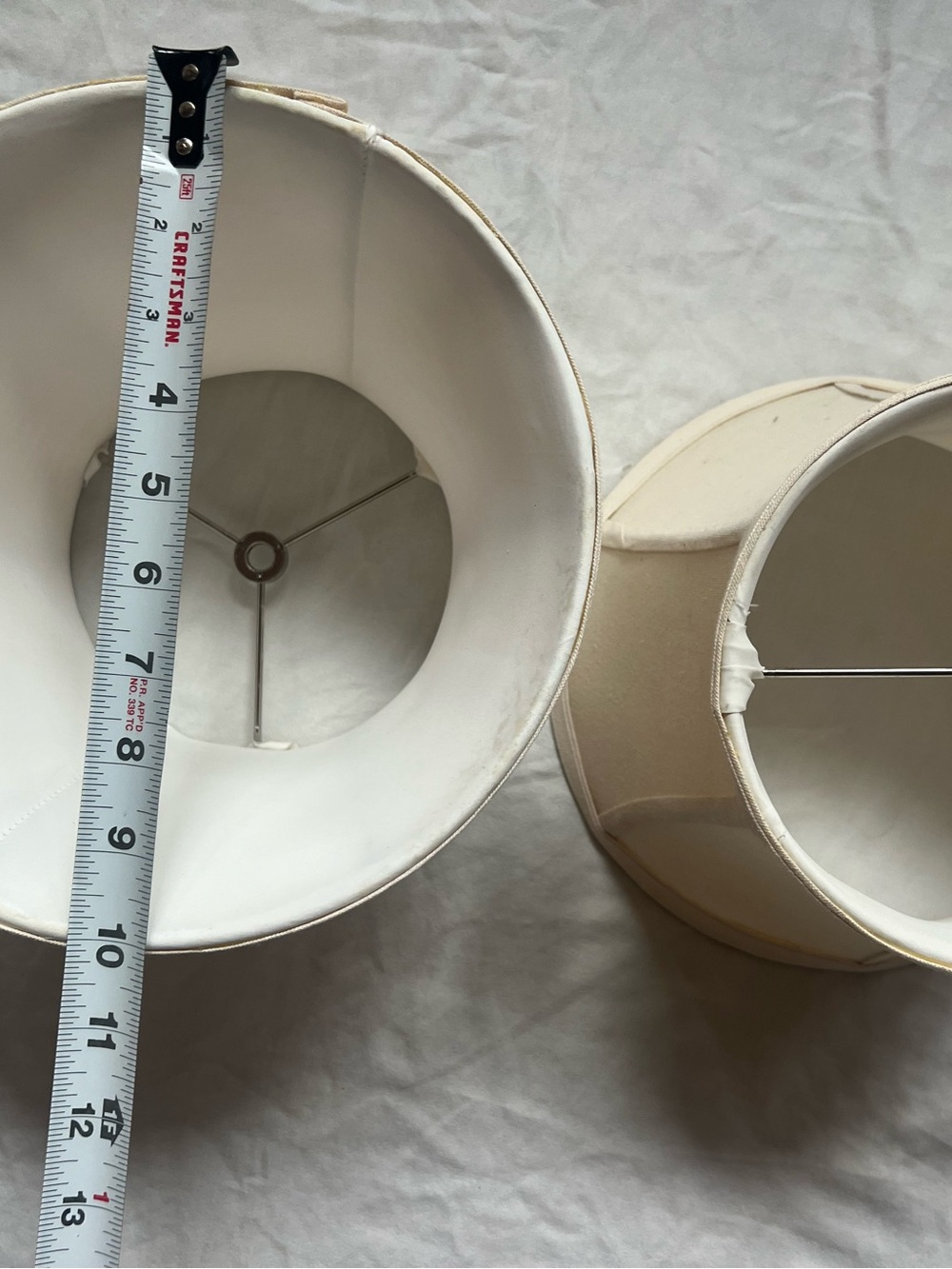 Pair of Cream Round Fabric Lamp Shades